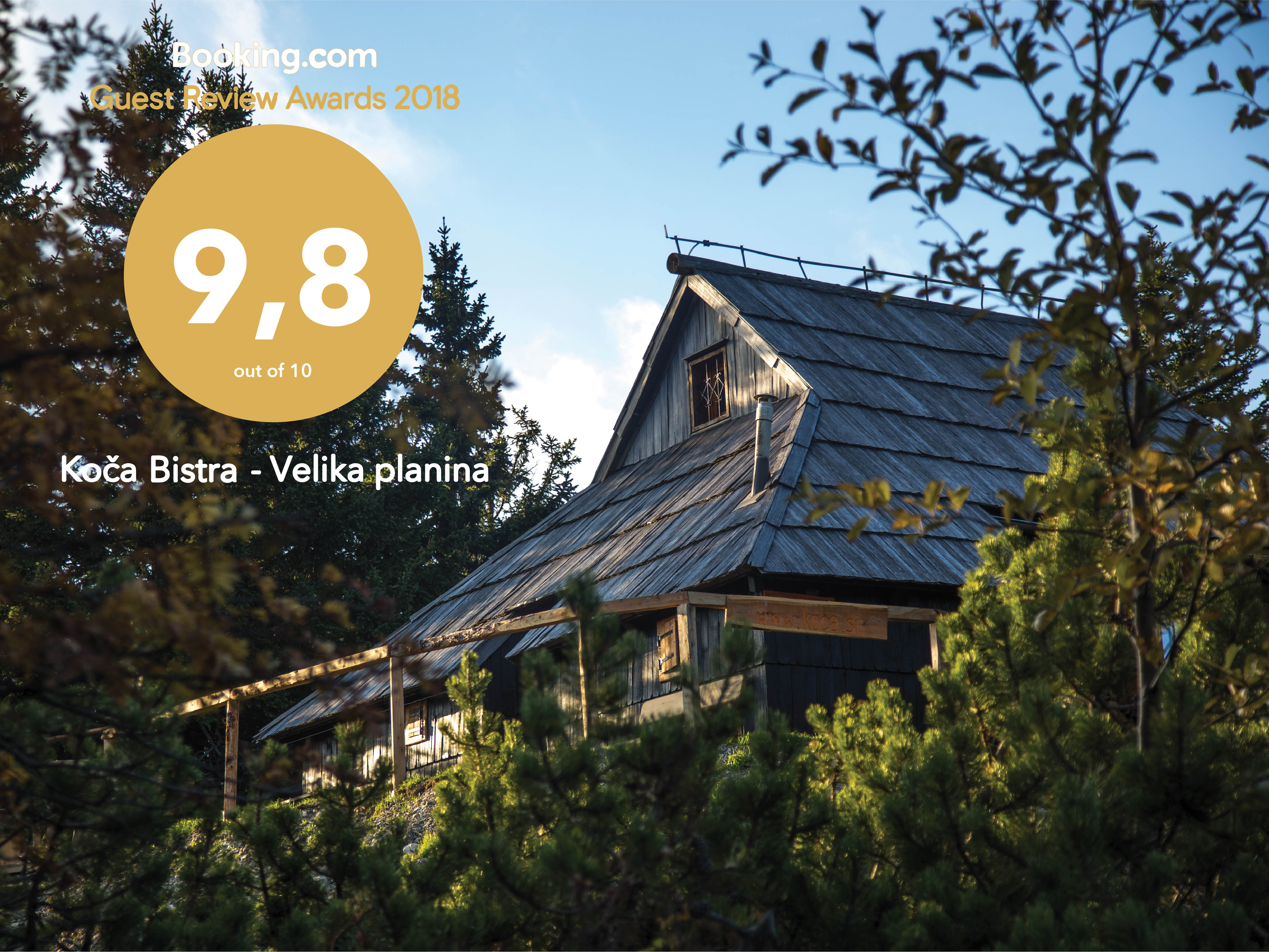 Koča Bistra je prejela "Guests Review Award 2018", ki jo podeljuje Booking.com